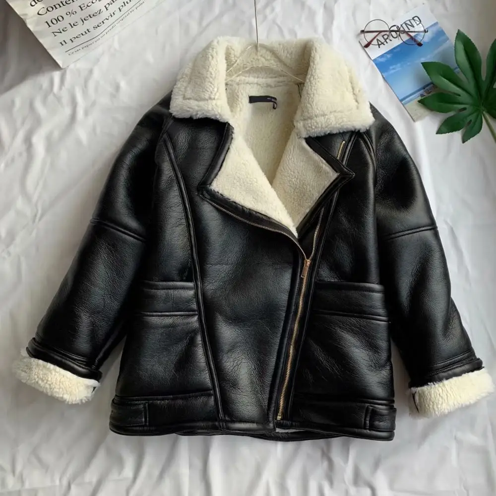01 11.11 Newly Winter Fashion Casual Cool Warm Motorcycle Jacket Women Thicken Brushed Parkas Streetwear Winter PU Jacket - Цвет: 01