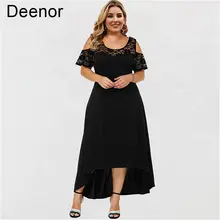 

Deenor Plus Size Dress Soild Long Dresses for Women 2021 Lace Evening Dress Sexy Elegant Fashion Office Lady Dress