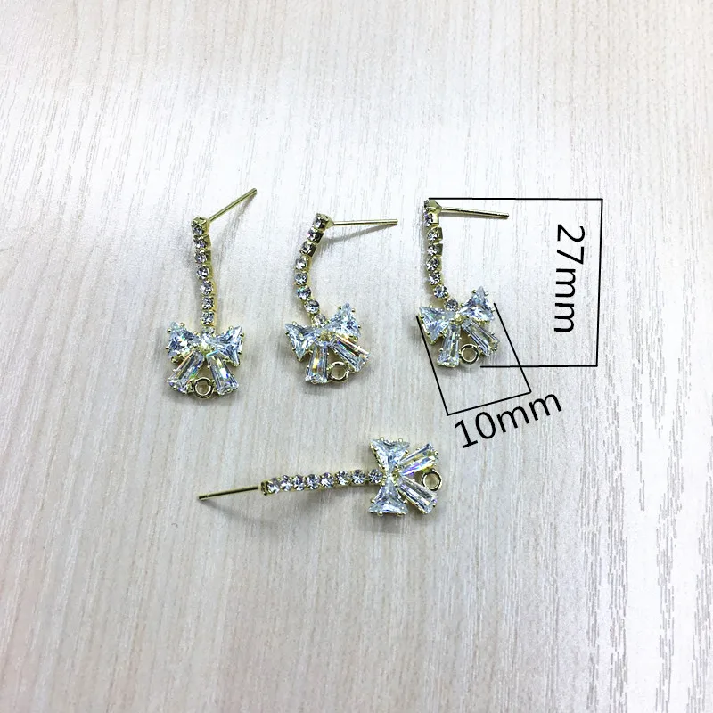 New arrival! 27X10mm 50pcs Rhinestone Bows Earrings Studs Connectors for Necklace parts hand Made Jewelry DIY | Украшения и