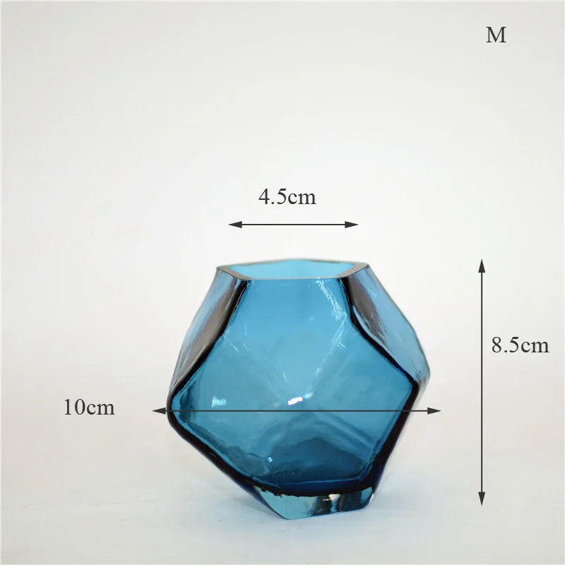 Blue M Современная стеклянная ваза для рукоделия, орнаменты, геометрические красочные стеклянные Террариум, ваза для цветов, для свадеб, украшение для дома - Цвет: Blue M