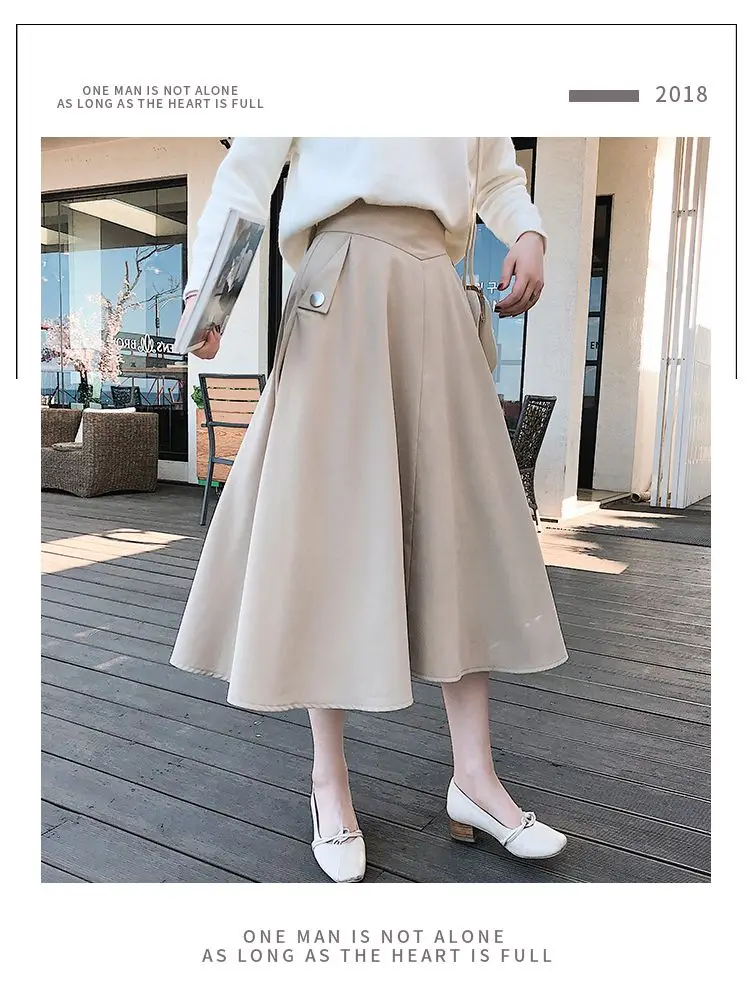 NYFS New Autumn High waist Skirts Fashion Mid-length Umbrella skirt Women Slim Office Skirt Faldas Mujer Saias