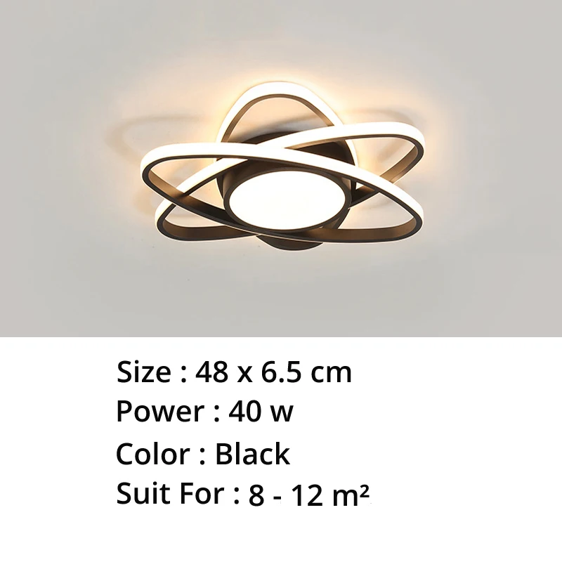 Современный светодиодный потолочный светильник для гостиной, спальни, столовой, алюминиевый корпус, для помещений, дома, в помещении, светильник - Цвет корпуса: C Black 48x6.5