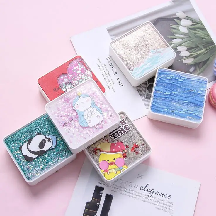 

New Arrival Contact Lens Case Female Man Portable Colored Container Lovely Contact Box Travel Kit Women Delicate Accessories