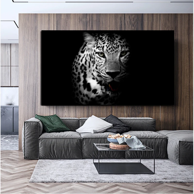 

Canvas Painting Animal Posters and Prints Abstract Leopard Black and White Art Wall Pictures for Living Room Cuadros Home Decor