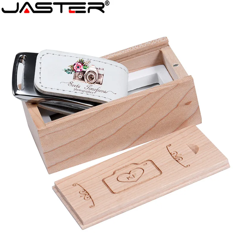 JASTER корпус белый кожаный usb с кленовой коробкой usb 2,0 4 ГБ 8 ГБ 16 ГБ 32 ГБ 64 ГБ флеш-накопитель