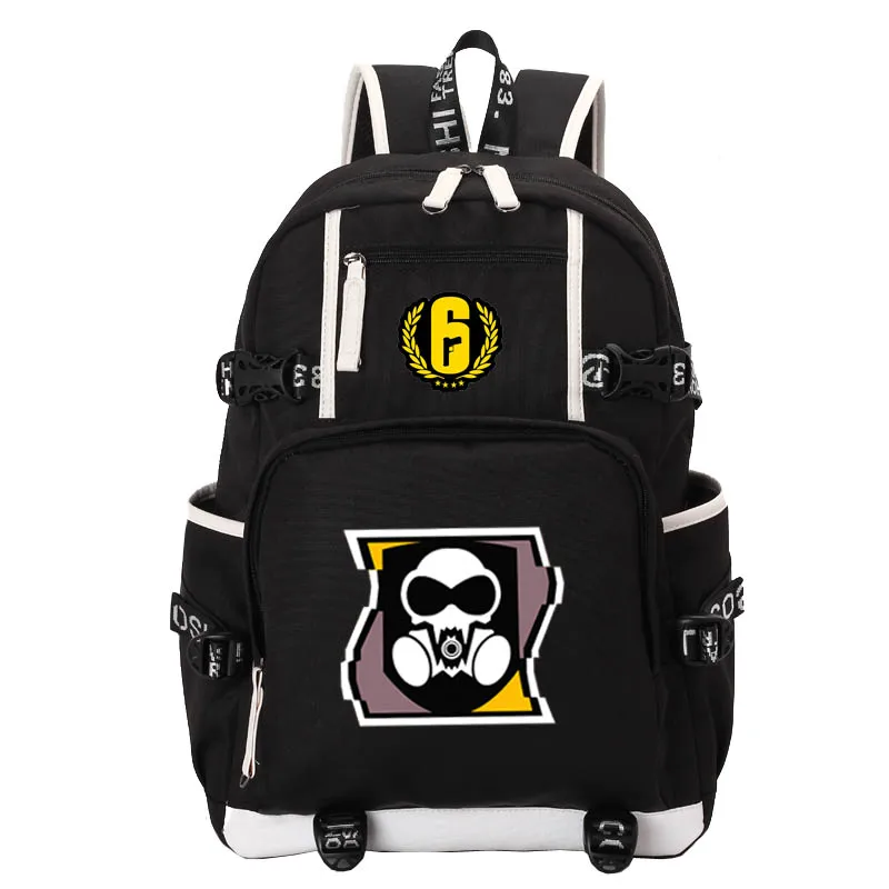 style15 black Рюкзак Rainbow six, школьная сумка, повседневный рюкзак, креативный подарок, черный, синий, фиолетовый, серый - Цвет: style15 black