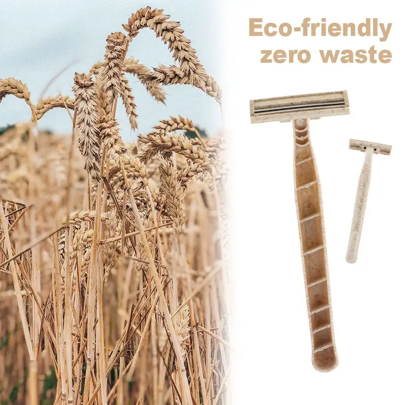 EZ Eco-friendly Disposable Safety Razors with Wheat Straw Handles for Tattoo shave hair Sweden Stainless Steel Blades 50 Pcs/Box steel like a straw