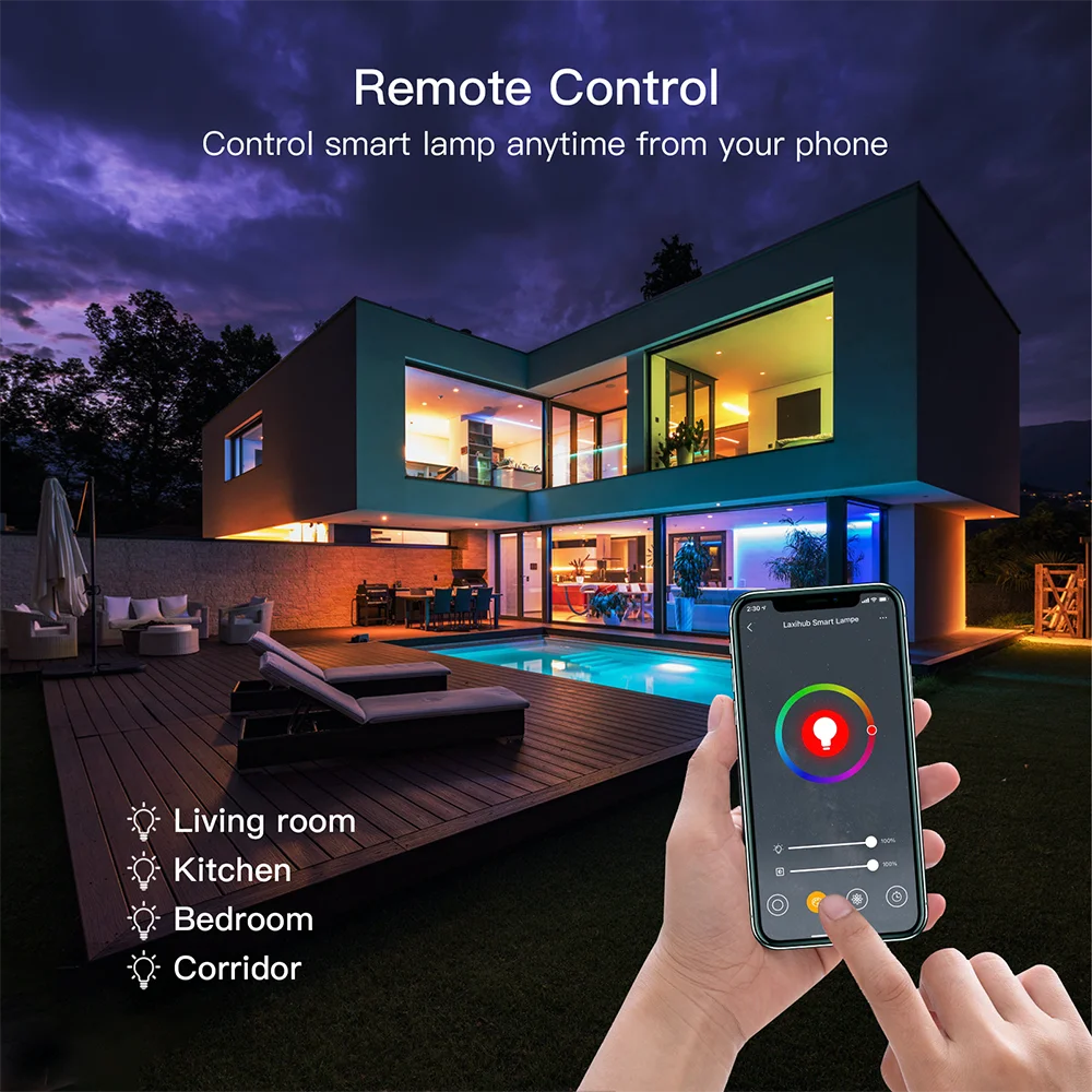 Muda de Cor Compatível com Alexa Laxihub-lâmpada Inteligente Wi-fi 4 Peças E14 C37 110v 220v Google Home Led Rgb Que - Image 4