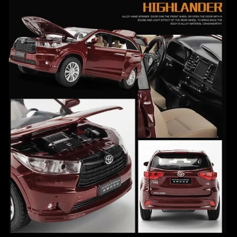 1/32 Highlander литья под давлением брелок для автомобильных ключей игрушечных моделей