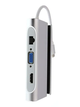 

Hub Adapter 7in1 Type-C Thunderbolt 3 to Lan HDMI USB3.0 VGA Hub Adapter RJ45 Charging for MacBook Samsung S8 Huawei P20 mate10