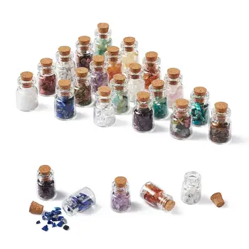

Natural & Synthetic Gemstone Chip Beads Glass Bottles, No Hole/Undrilled, 13.4x12.8x1.7cm; 20pcs/set