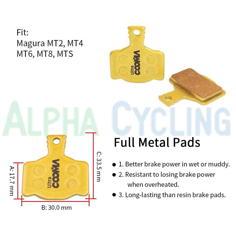 4 Pairs Full Metal, Bicycle Disc Brake Pads For Magura MT2 MT4 MT6 MT8 MTS Calipers