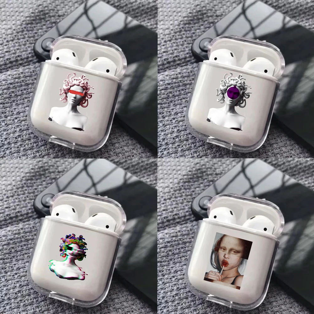 Медуза Vaporwave Glitch арт задняя крышка Жесткий чехол для Airpods беспроводной Bluetooth