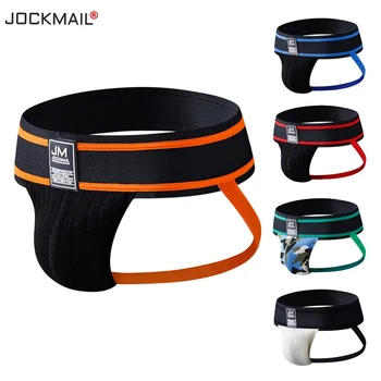 

JOCKMAIL Men Underwear New Wide Belt Knitted Cotton Camouflage Low Waist Adult Sports Sexy Thong Fashion Jockstraps 5PCS