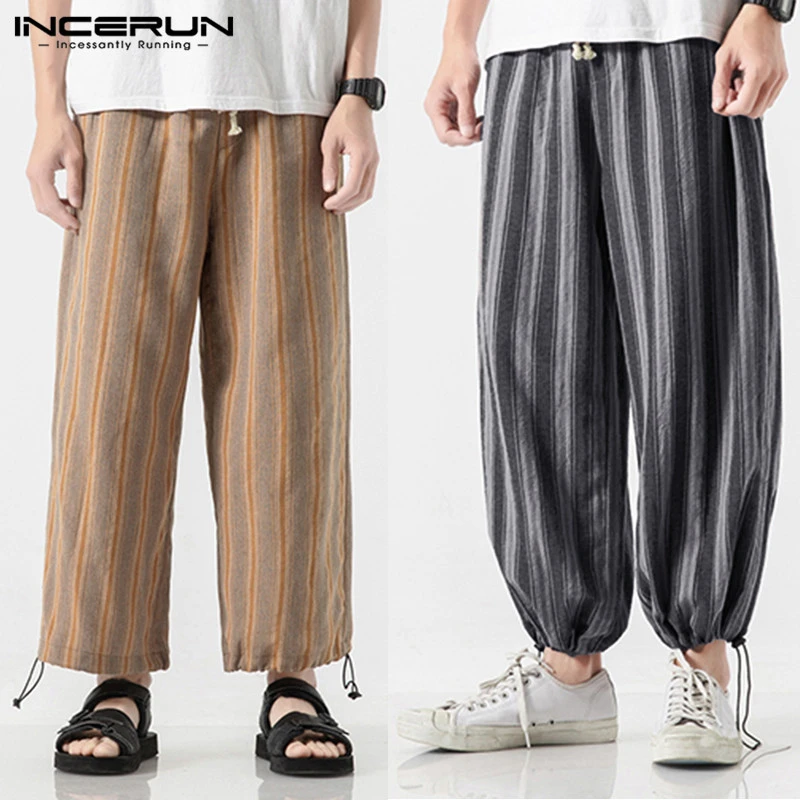 striped straight pants