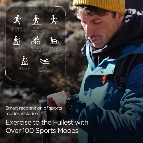 Amazfit 티렉스 트렉스 프로 티렉스 GPS 방수 스마트워치, 야외용 18 일 배터리 수명 390mAh 스마트워치, 안드로이드 iOS 휴대폰용 3