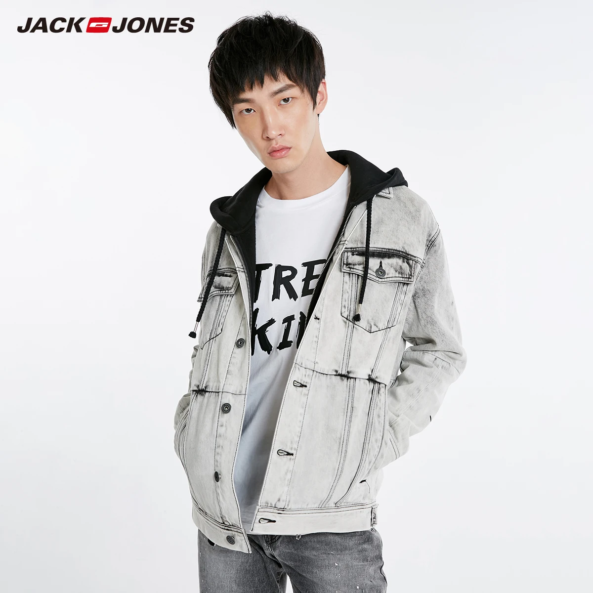 Jack Jones Мужская Ретро Повседневная джинсовая куртка | 218357524 - Цвет: GREY DENIM