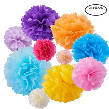 

1 Set 20pcs Paper Pom Poms Paper Flowers For Wedding Decor Birthday Celebration