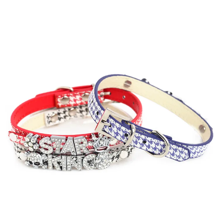 

Small Dogs Neck Ring Pet Collar Factory Dog Neck Ring Houndstooth DIY Neck Ring Excluded Lettered