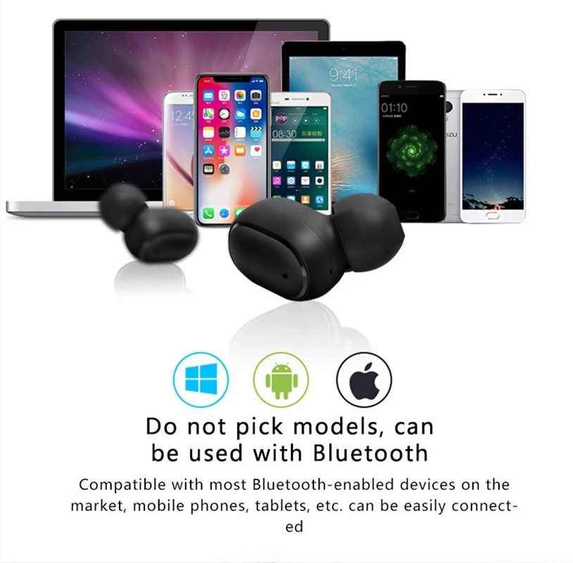 Original A6l Tws Earphone Bluetooth Wireless V5 0 Noise Reduction Mini Headset Digital Display Earbud Waterproof with Microphone