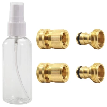 

2Pcs Quick Coupling for Garden Hose Brass Connector & 25Pcs 60Ml Transparent Spray Bottles Plastic Refillable Bottle