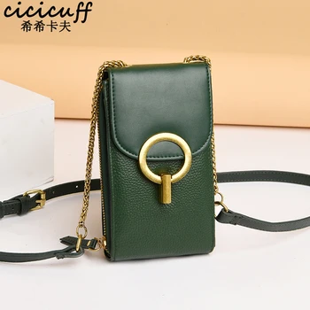 

Genuine Leather Women Mobile Phone Bags Fashion Flap Small Handbag Purse Female Shoulder Bags Luxurious Brand Mini Messenger Bag