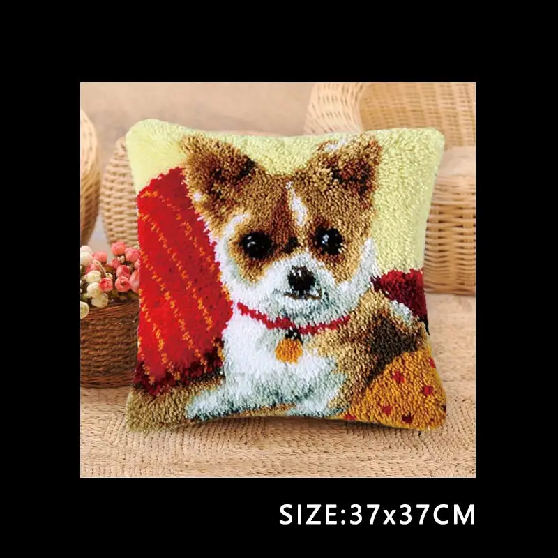 ABZ303 Knooppakket Smyrna Klink Haak Kleed Bloemen Cat And Dog Latch Hook Pillow Cross Stitch Pillows Embroidery Package Pillow Gift - Color: ABZ303