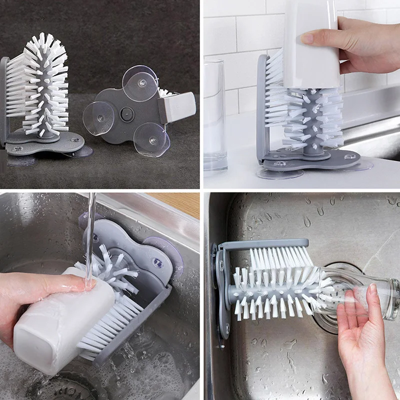 Hot Creative Sink Suction Cup Wall Household Glass Bottle Cleaning Brush Kitchen Tool Wine Tea Rotating Clean | Дом и сад