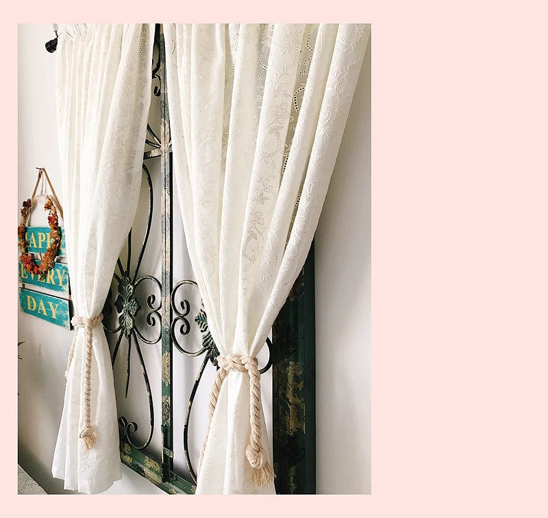 French princess cotton hollow embroidery white kitchen door partition curtains for living room шторы cortinas free shipping LQ