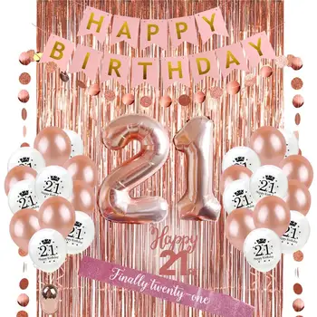 

PATIMATE Happy Birthday Party Decoration Adult 21st Birthday Balloons Wweet 21 Party Decors 21 Years Birthday Party Favors