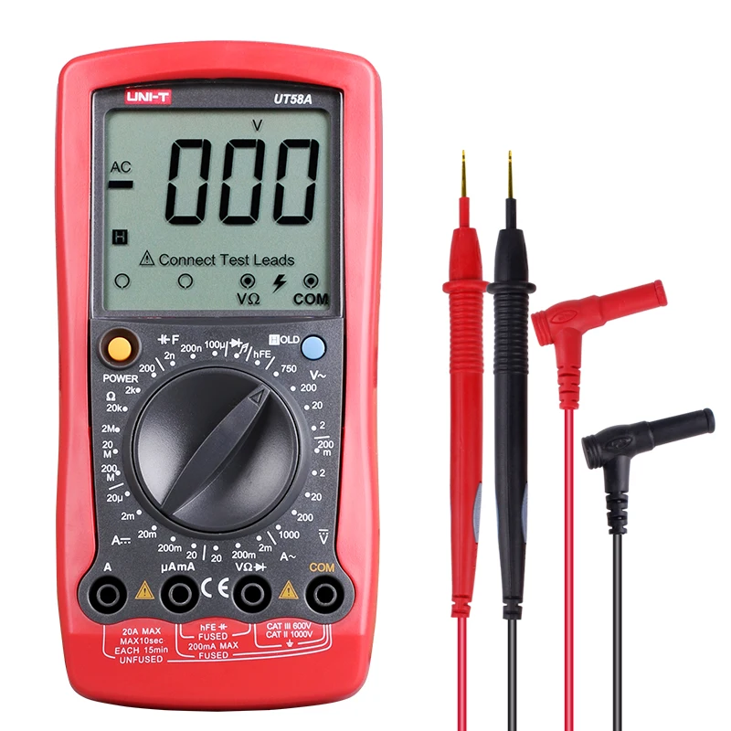 Uni-t UT58A Esr цифровой мультиметр AC/DC Вольтметр цифровой амперметр Электрические измерительные приборы установка для измерения параметров конденсаторов
