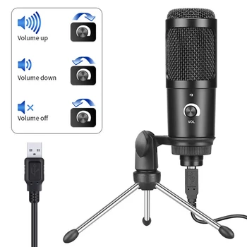 

Musical Instrument For PC Condenser Microphone Set Tabletop Studio Recording USB Charging Professional Stereo Tripod Stand KTV