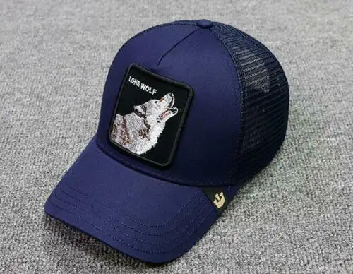 WOLF-BLUE Новая летняя кепка-бейсболка Снэпбэк кепки с сеточкой, шапки в стиле хип-хоп для мужчин с вышивкой бейсбольная кепка WOLF-синий - Цвет: WOLF-BLUE