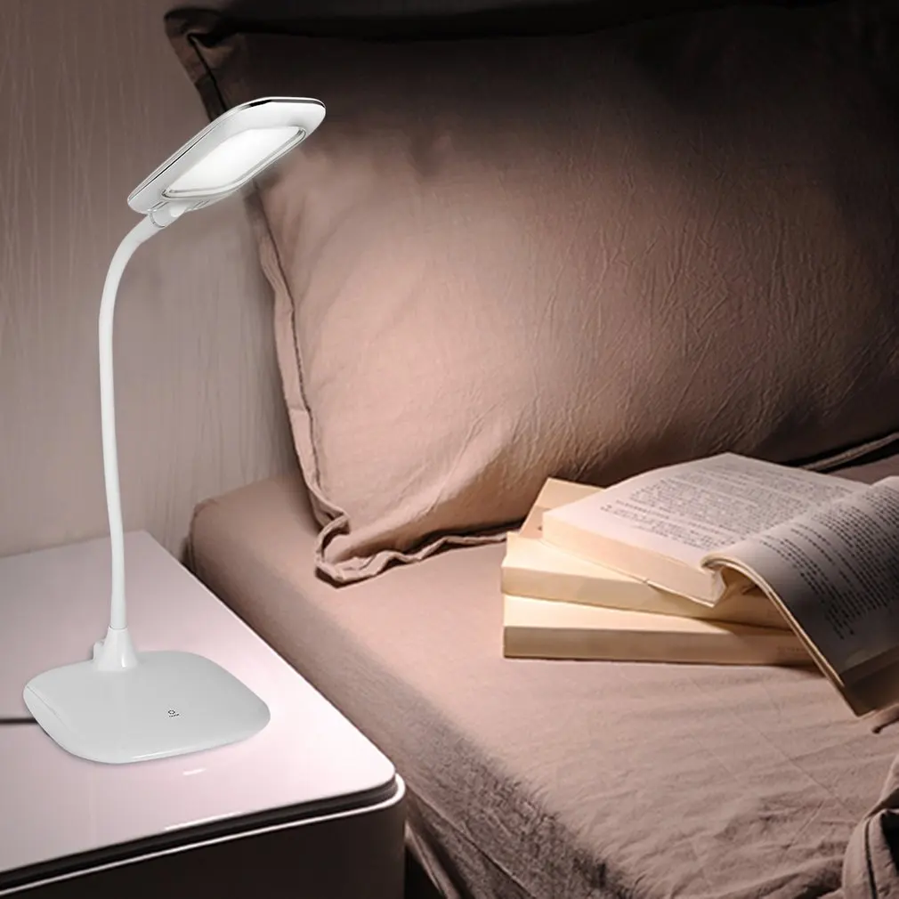 High Brightness Eye-protection LED Table Lamp 3 Grade Dimmable With Touch Key Soft Lamp Arm 360 degree Adjustable Energy Saving