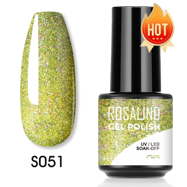 ROSALIND 7ml Gel Polish Semi Permanent Nails Gel Polish Soak Off UV LED Base Top Coat Vernis Nail Art Glitter Gel Varnish SL-SS051