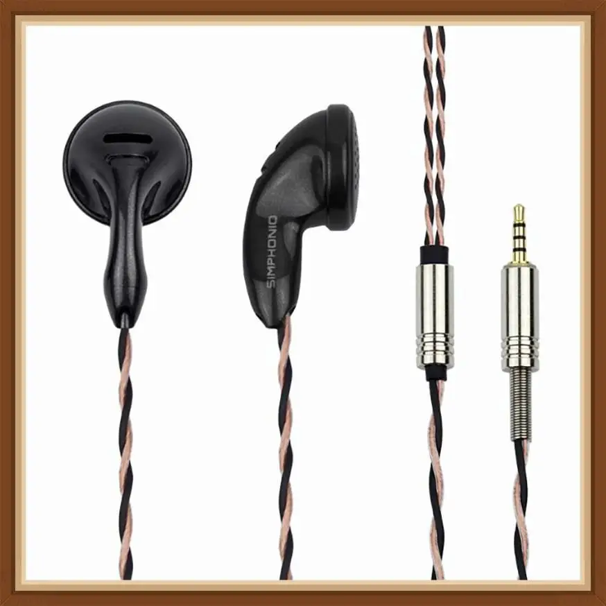 SimPhonio Dragon D3 Dynamic Driver HiFi Music Monitor DJ Studio Audiophile Earbuds Earphones Flat Head PK2 BK