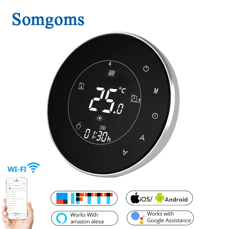 

Smart WiFi Touch Thermostat Temperature Wireless Controller For Water/Electric Floor Heating Water/Gas Boiler Works Google Home