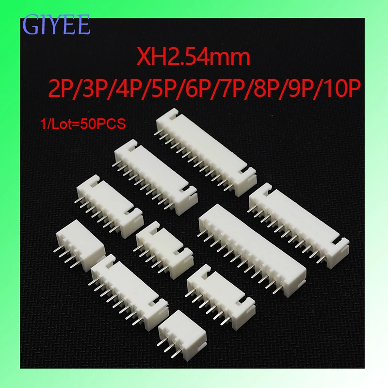 

50PCS/Lot XH2.54 Pin Header Connector 2P 3P 4P 5P 6P 7P 8P 9P 10PIN 2.54mm Pitch XH For PCB jst