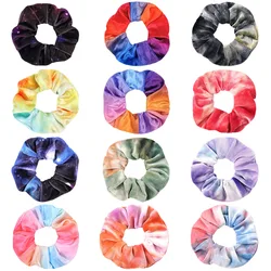 Gradient Color Velvet Scrunchie For Women Hair Elastic Bands Girls Rainbow Hair Ring Rope Rubber Hair Bands Ponytail Accessories