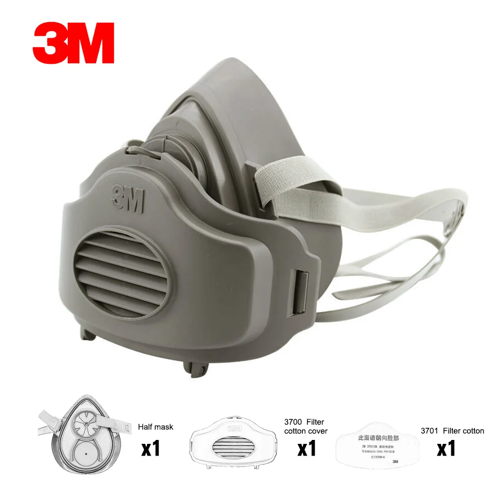 

3M 3200 Dust Mask 5pcs 3701CN Filter cotton Half Face Dust-proof Mask Anti industrial Construction Dust Haze Fog Safety Gas Mask