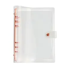 Classeur A5 en PVC souple à 6 anneaux, fermeture à bouton pression, or Rose avec fermeture à glissière, pochettes transparentes, pochette, enveloppe