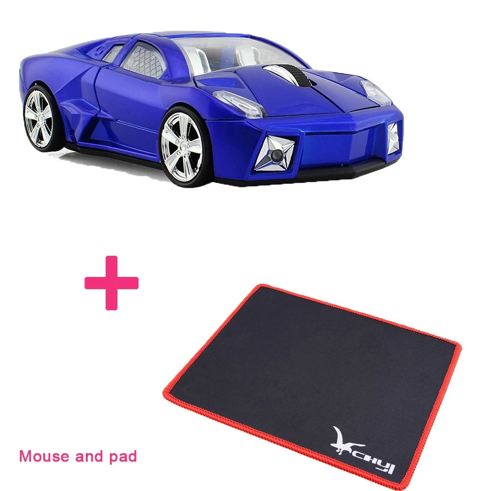 Blue And Pad CHYI спортивный автомобильный usb-ресивер Беспроводной Мыши оптическая компьютерная мышь 1600 dpi Мини 3D игровые мыши с Коврик Для Мыши для ПК ноутбук подарок - Цвет: Blue And Pad