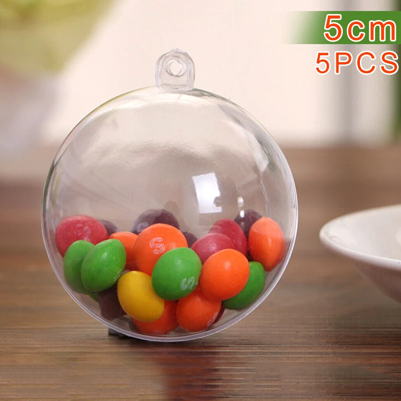 FzJs-J-in 5 St/ück durchsichtigen Kunststoff Weihnachtskugeln Kugeln Sphere Fillable Xmas Tree Ornament Transparent