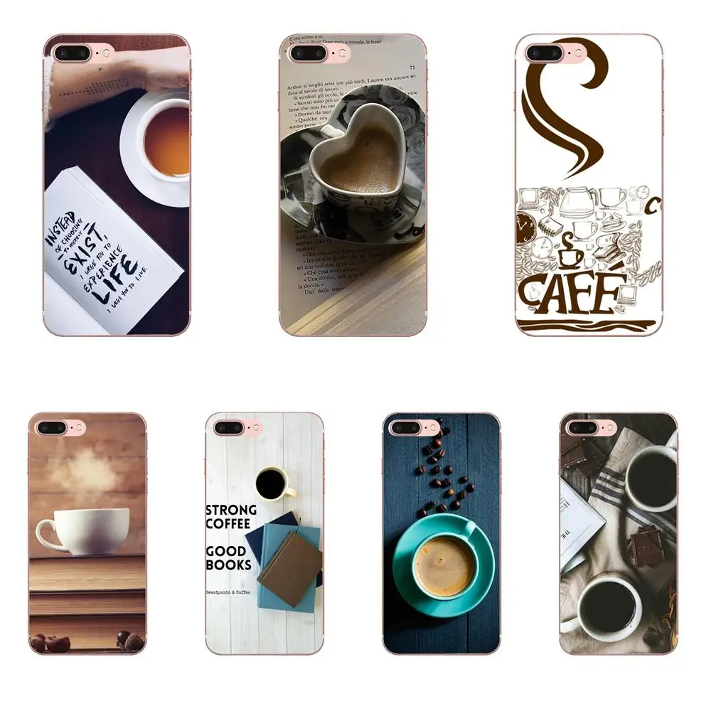 

For Apple iPhone X XS Max XR 4 4S 5 5C 5S SE 6 6S 7 8 Plus Silicone Shell Case Tea Time Books And Coffee Pattern