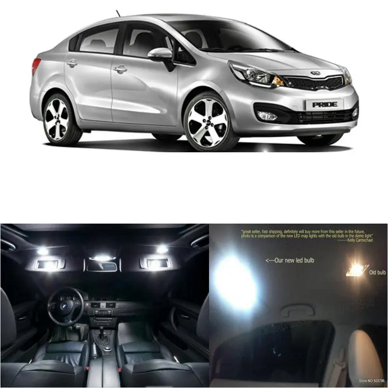 

LED Interior Car Lights For kia pride sedan 2013 room/vanity mirror/glove box/trunk/license plate bulb lamp error free 9pc