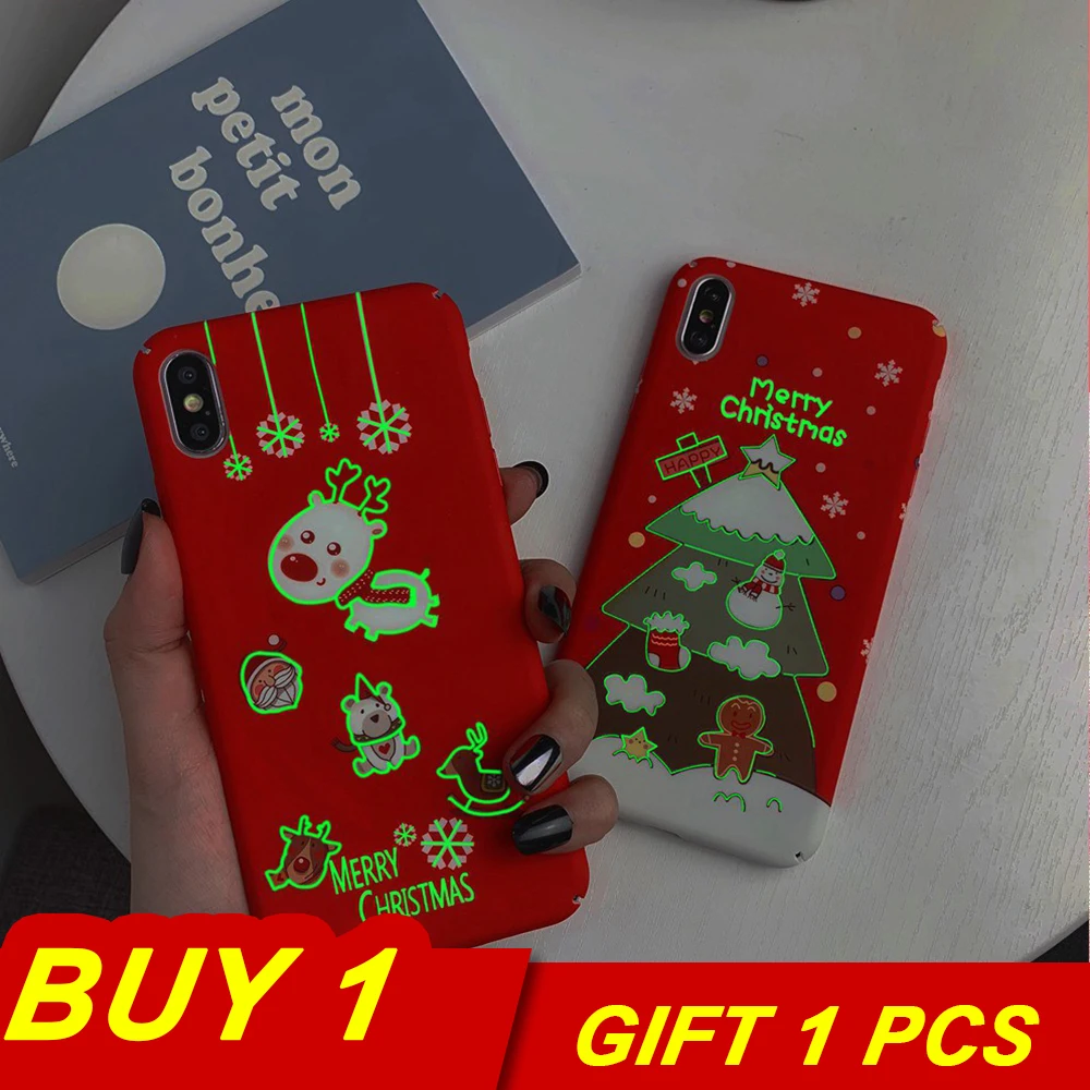 

For iphone 11 case Luminous Christmas Cases For iphone 8 8 7 plus 7 xs max X xr 6S 6 phone Case For iphone 11 11Pro Max Fundas
