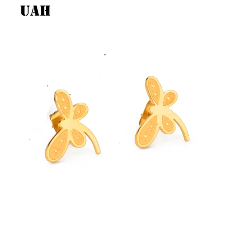 Stainless Steel Stud Earring For Women Man Dragonfly Gold  Color Lover's Engagement Jewelry Drop Shipping