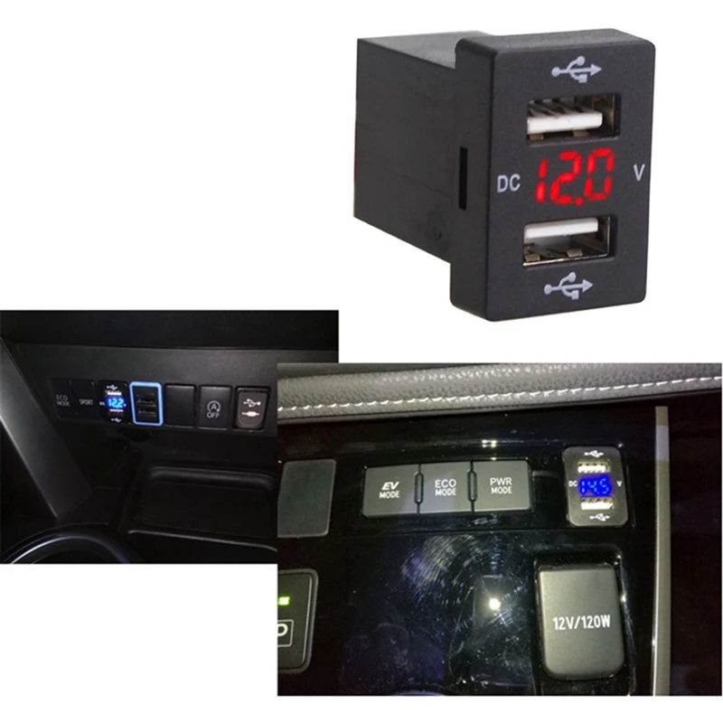 Двойной USB Автомобильное зарядное устройство вольтметр 12 в разъем USB адаптер зарядное устройство s Быстрый двойной порт USB Автомобильное зарядное устройство для Toyota