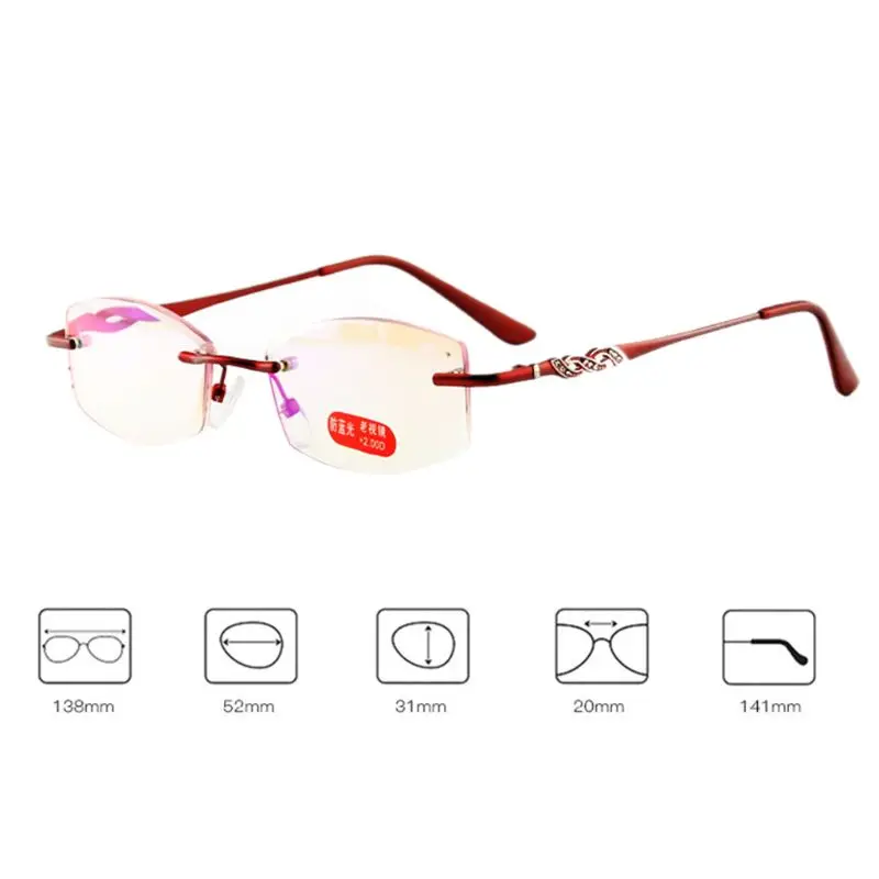 Очки для пресбиопии для мужчин и женщин, без оправы, Анти-усталость, очки для чтения 95AB
