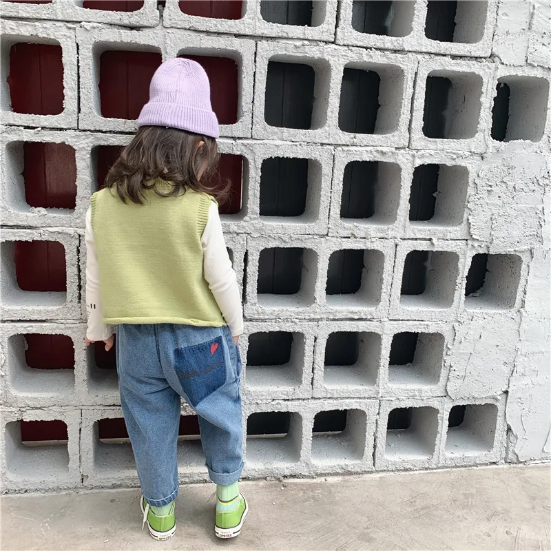 Autumn New Arrival Korean style cotton fashion loose all-match jeans long harlen pants for cool baby girls and boys